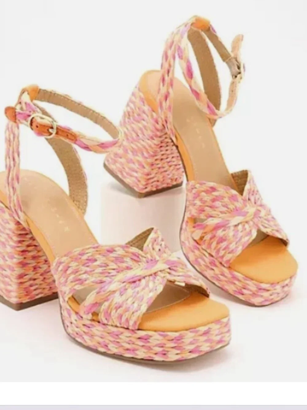 Marc Fisher LTD Raffia Platform Sandals-Janie-Medium Blue-7M-A642850